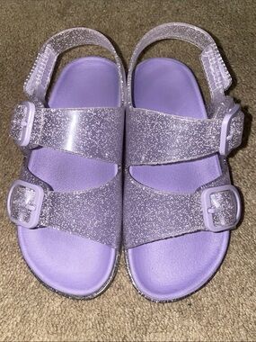 Girls Sparkle Lavender Double-Strap Sandals with Buckle